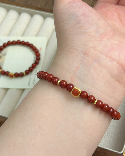 Red — South Red Jade & 925 Silver Bracelet