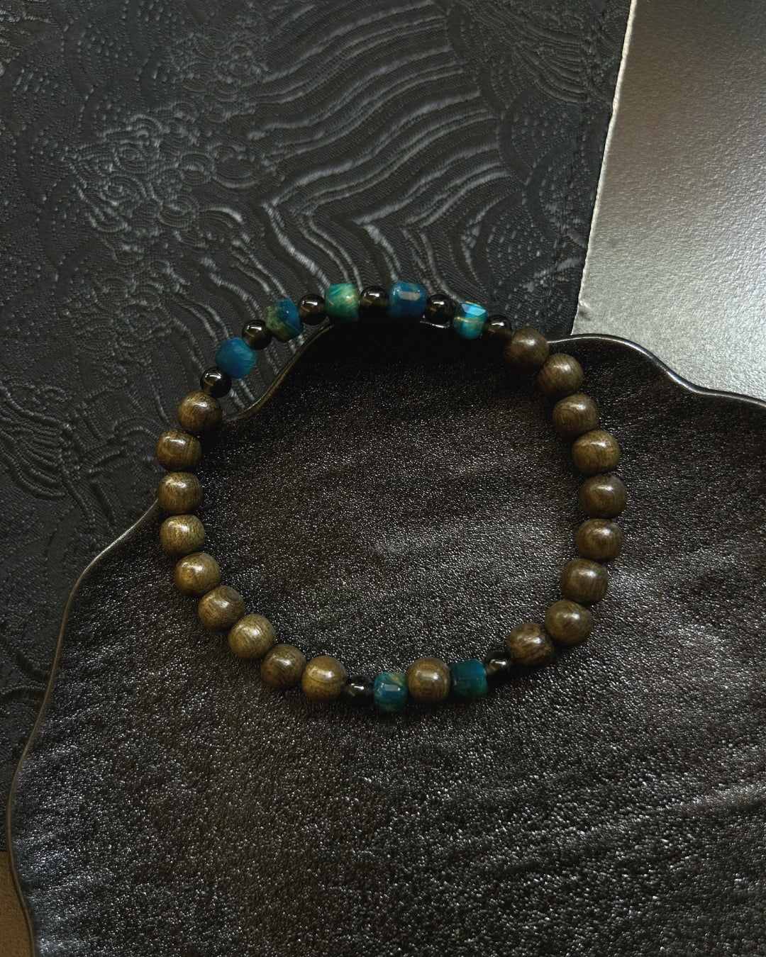 Blue Tiger Eye & Burmese Wood Bracelet | Unisex Stack