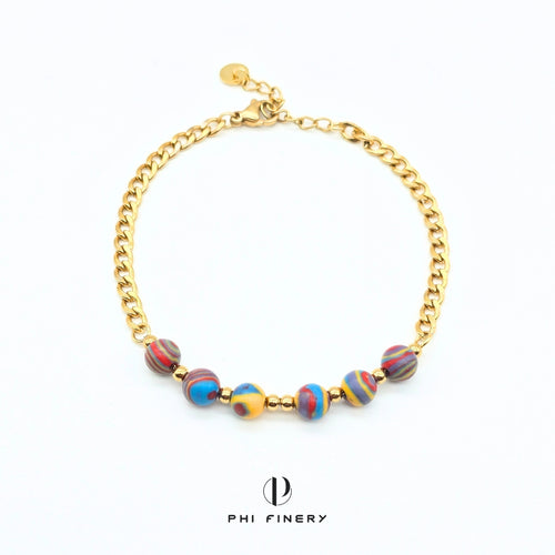 Boho Macaron Marbled Bead Bracelet — Sunset Sorbet