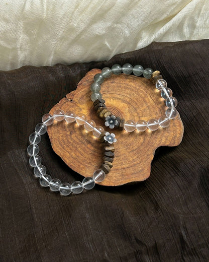 Zen Garden Crystal Strand — Rock Crystal, Agarwood & 925 Silver