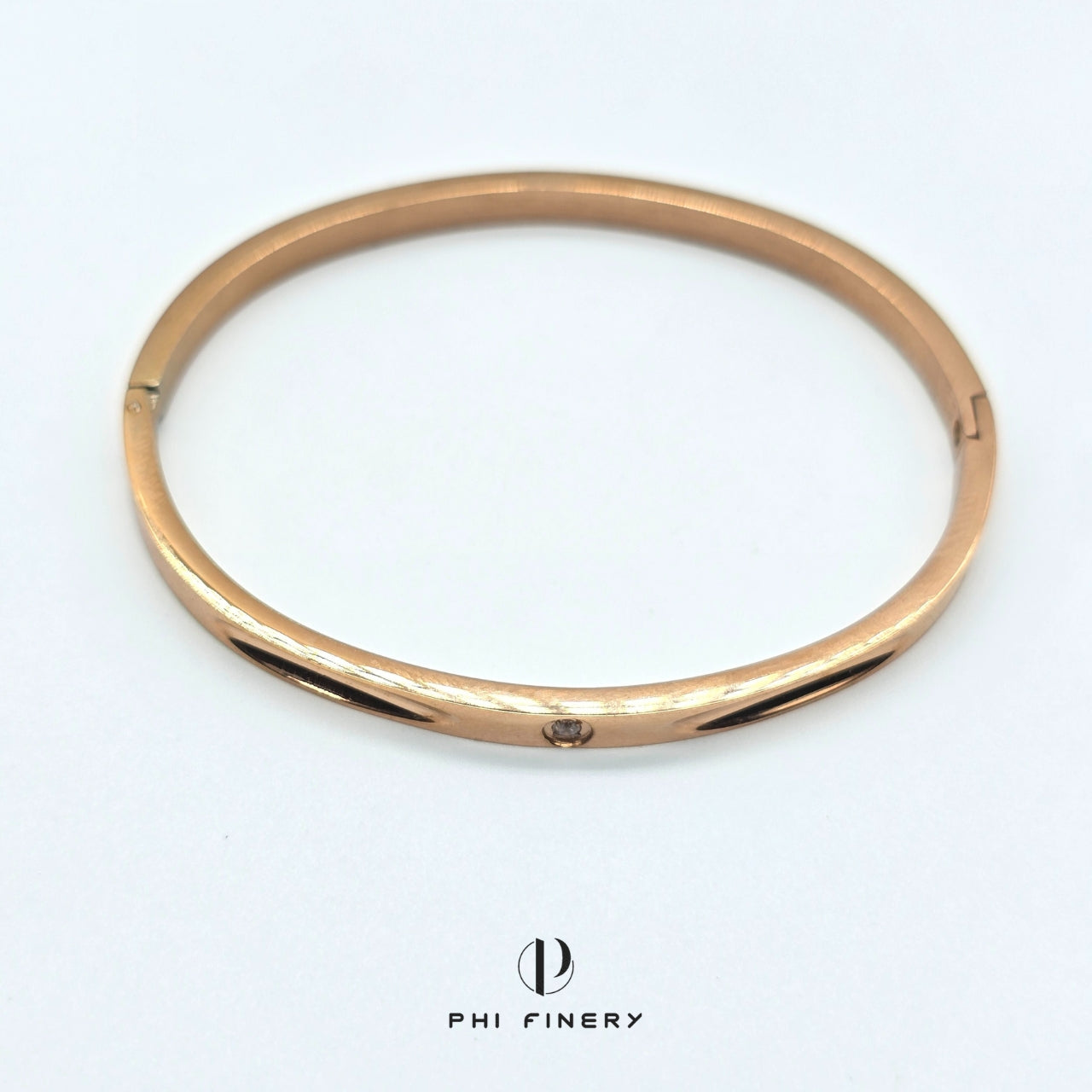 Rose Gold Whisper Bangle with Accent Stone