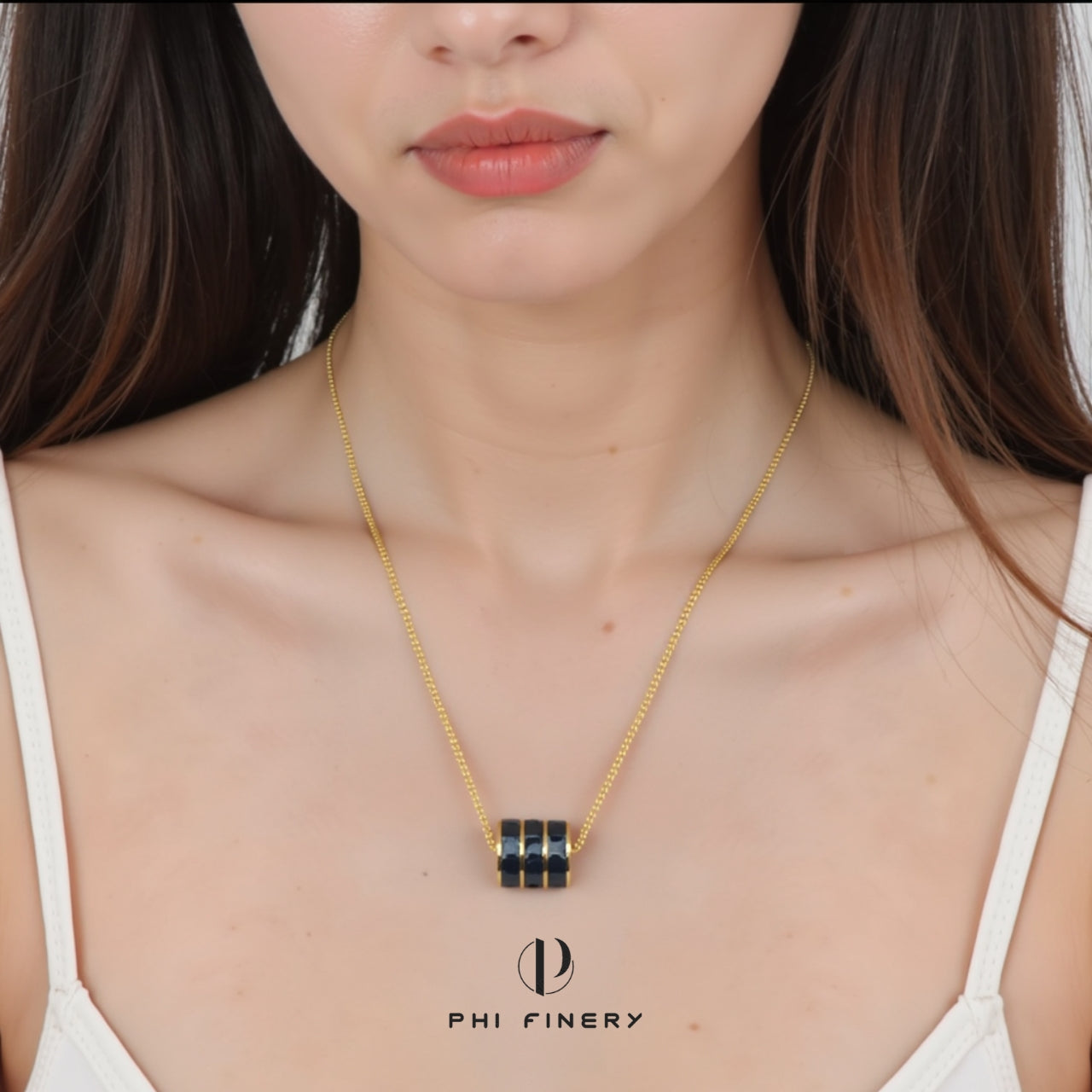 Midnight Barrel Pendant Necklace