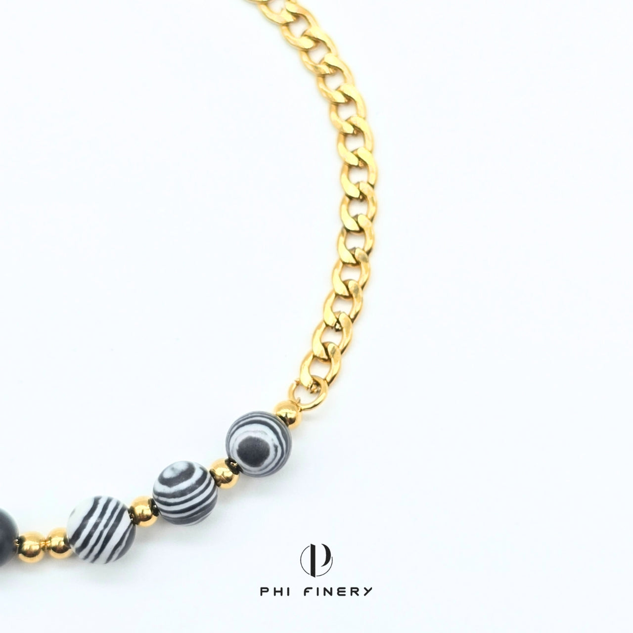 Boho Macaron Marbled Bead Bracelet — Monochrome