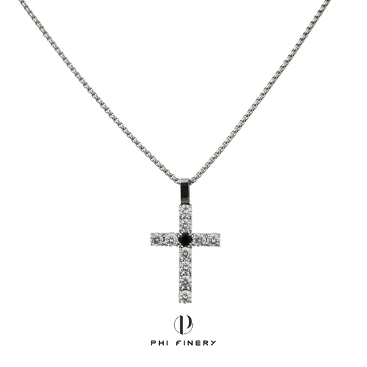 Black Center Pavé Cross Pendant Necklace