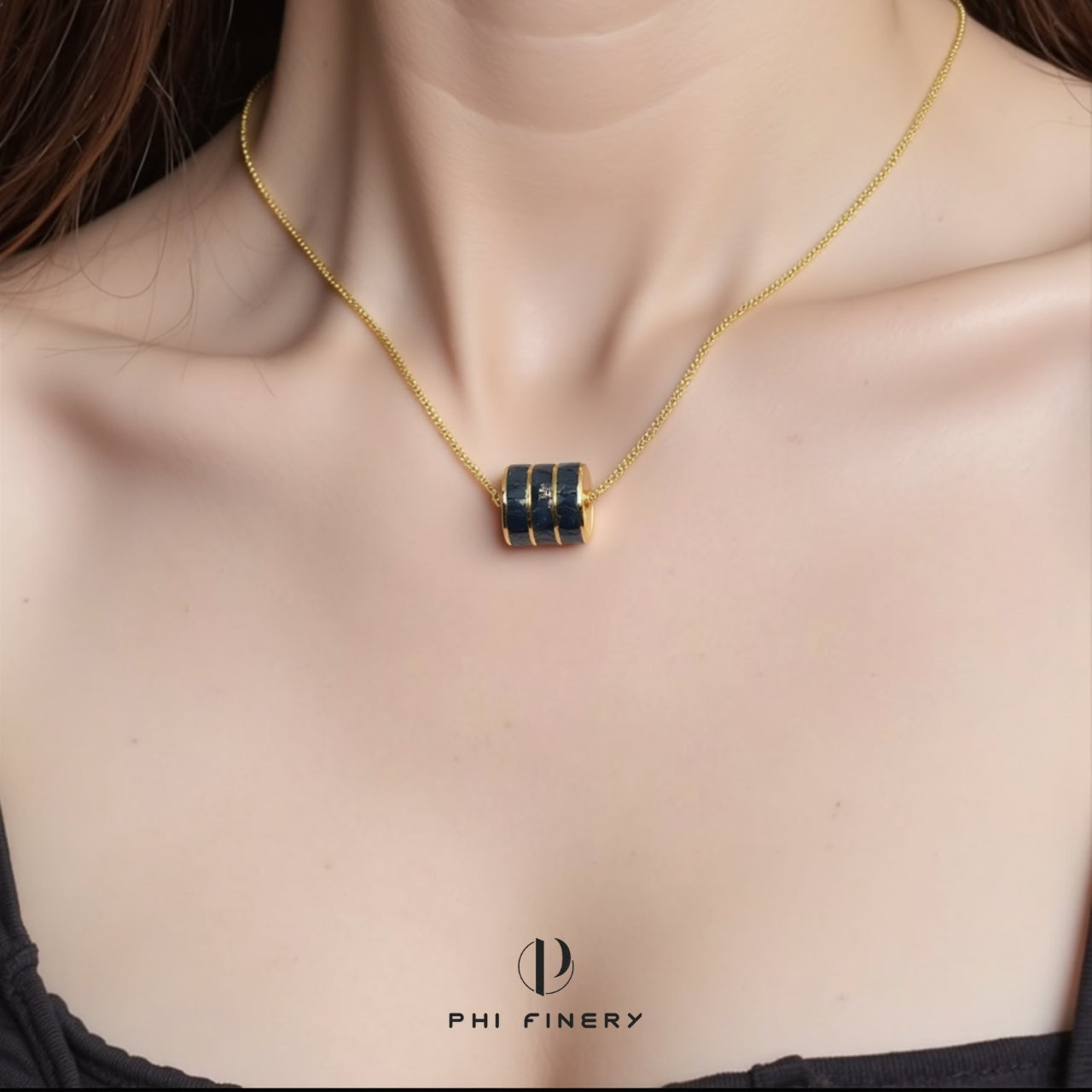 Midnight Barrel Pendant Necklace
