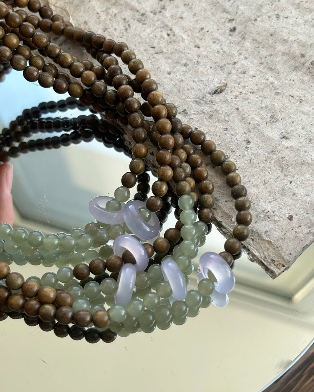 Green Sandalwood × Hotan Jade Bracelet | Calm Wood & Jade Stack