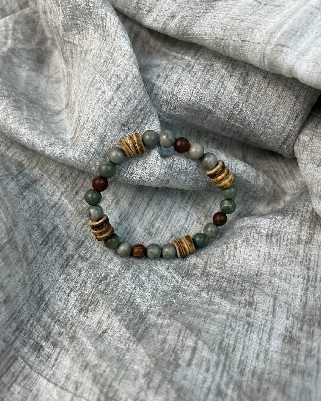 Forest Bracelet – Rosewood, Natural Stone & Coconut Shell