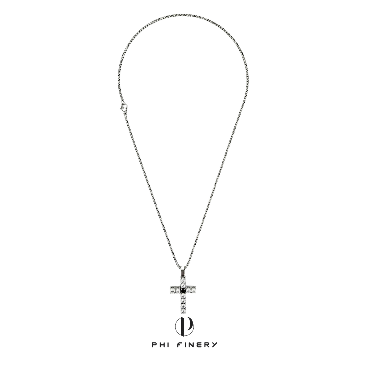 Black Center Pavé Cross Pendant Necklace