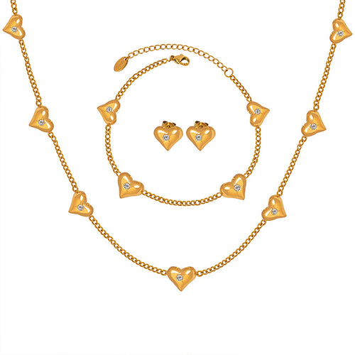Golden Heart Charm Jewelry Set