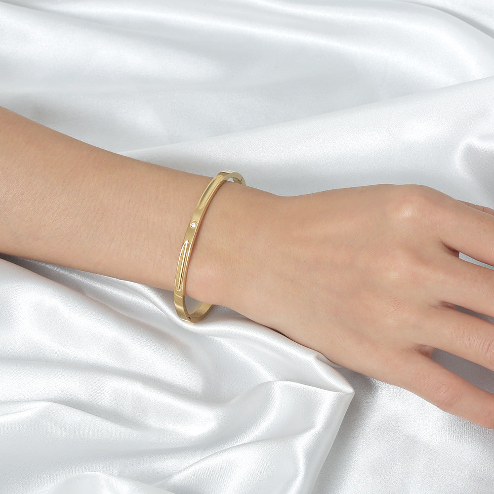 Rose Gold Whisper Bangle with Accent Stone
