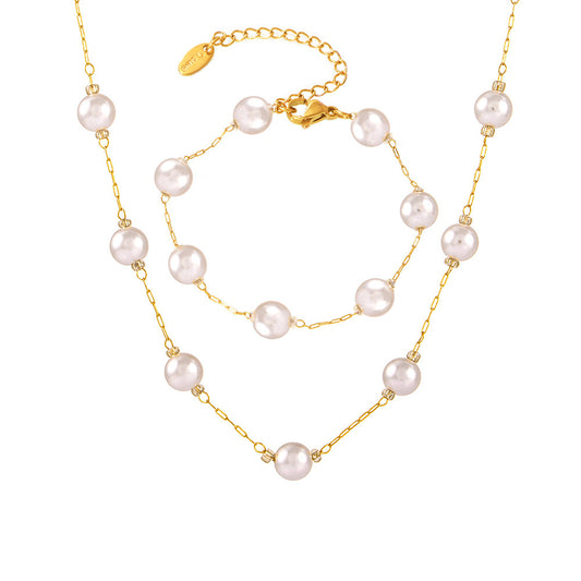 Dainty Station Pearl Chain Set