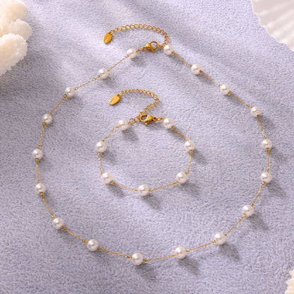 Dainty Station Pearl Chain Set