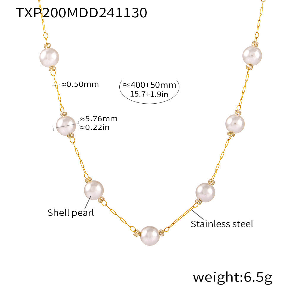 Dainty Station Pearl Chain Set