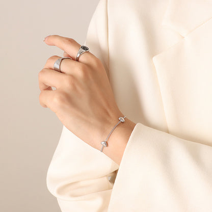 Dainty Puffed Heart Necklace & Bracelet Set