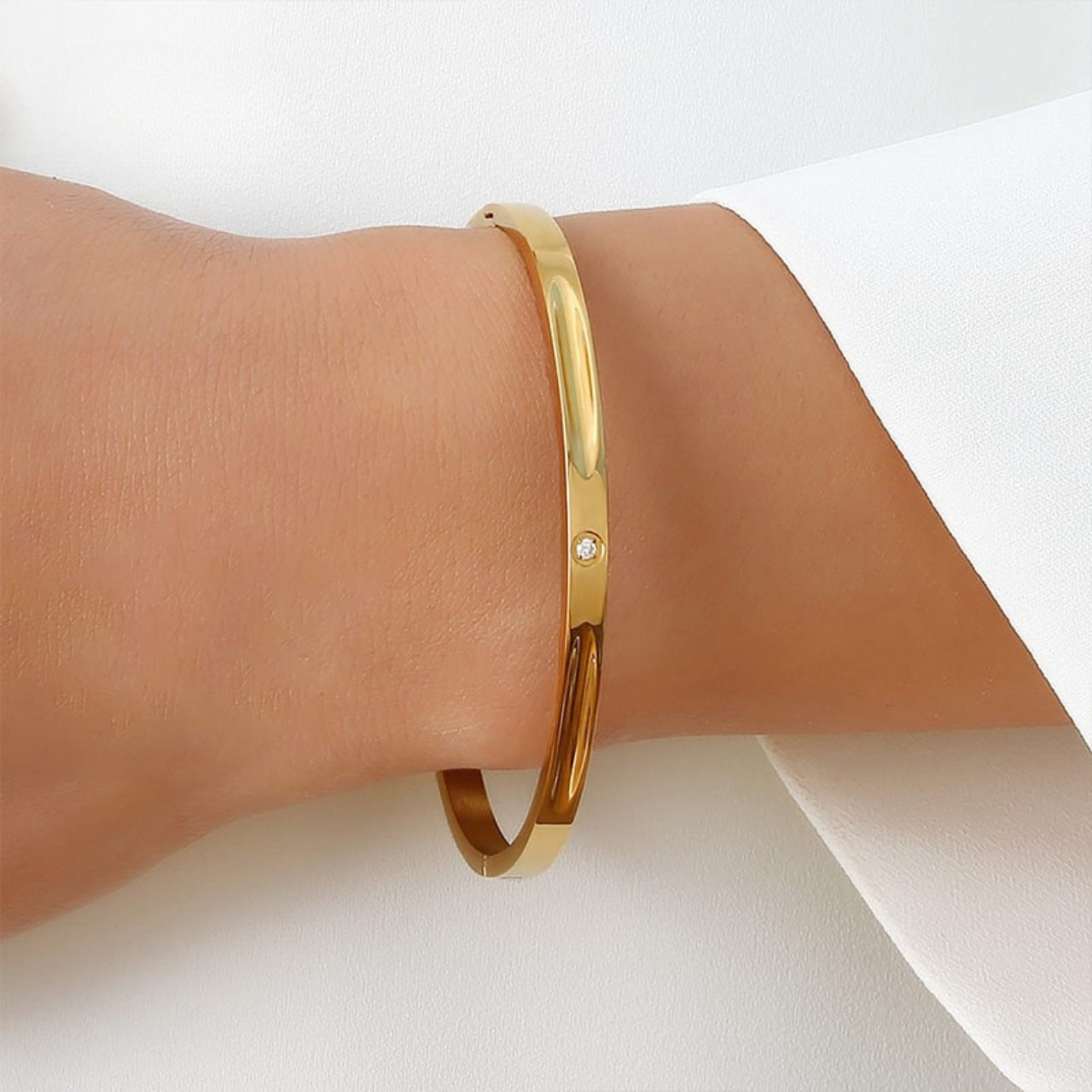 Rose Gold Whisper Bangle with Accent Stone
