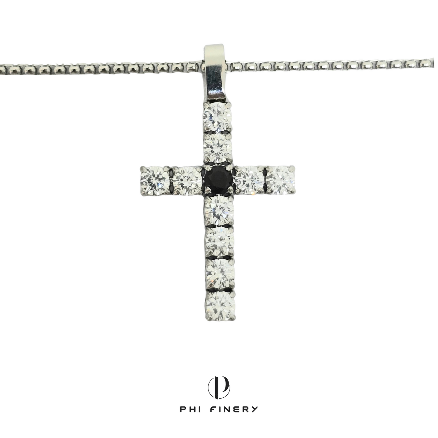 Black Center Pavé Cross Pendant Necklace