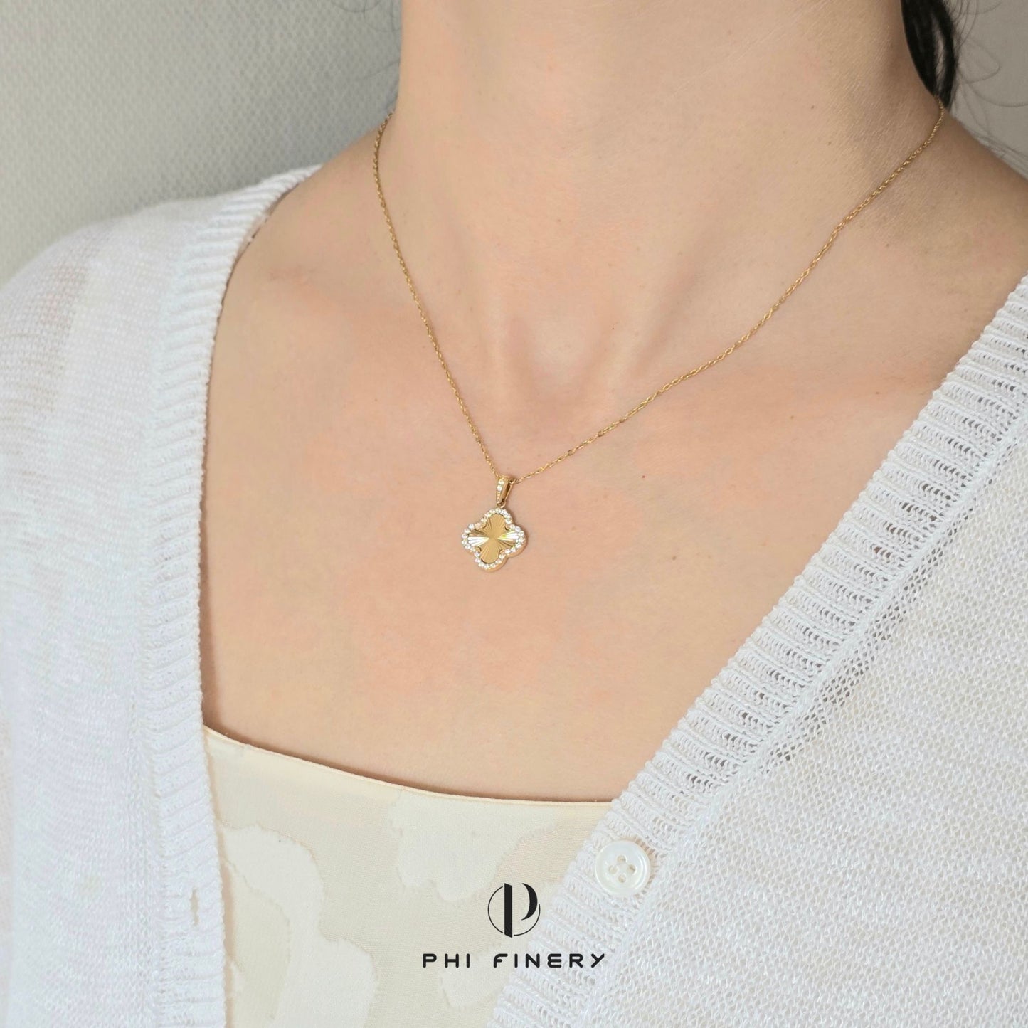 Radiant Halo Clover Necklace
