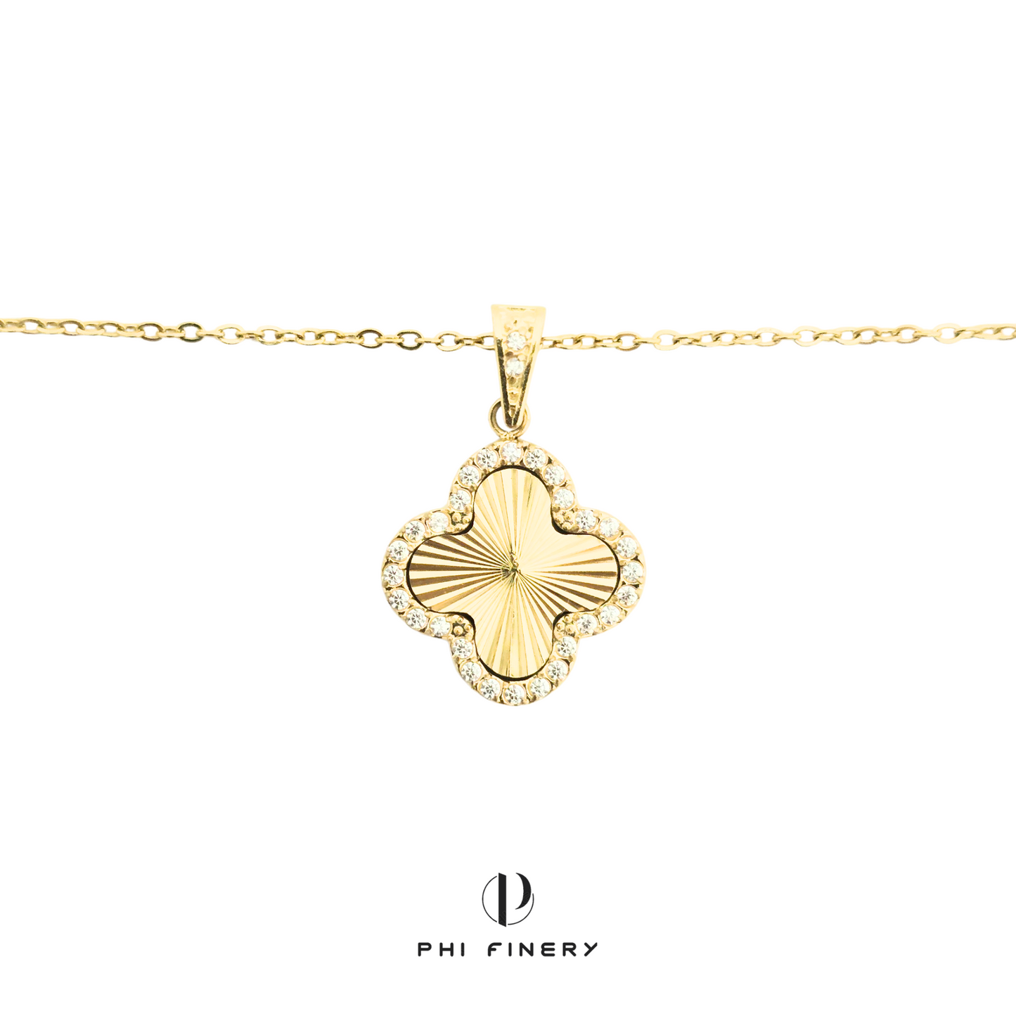 Radiant Halo Clover Necklace