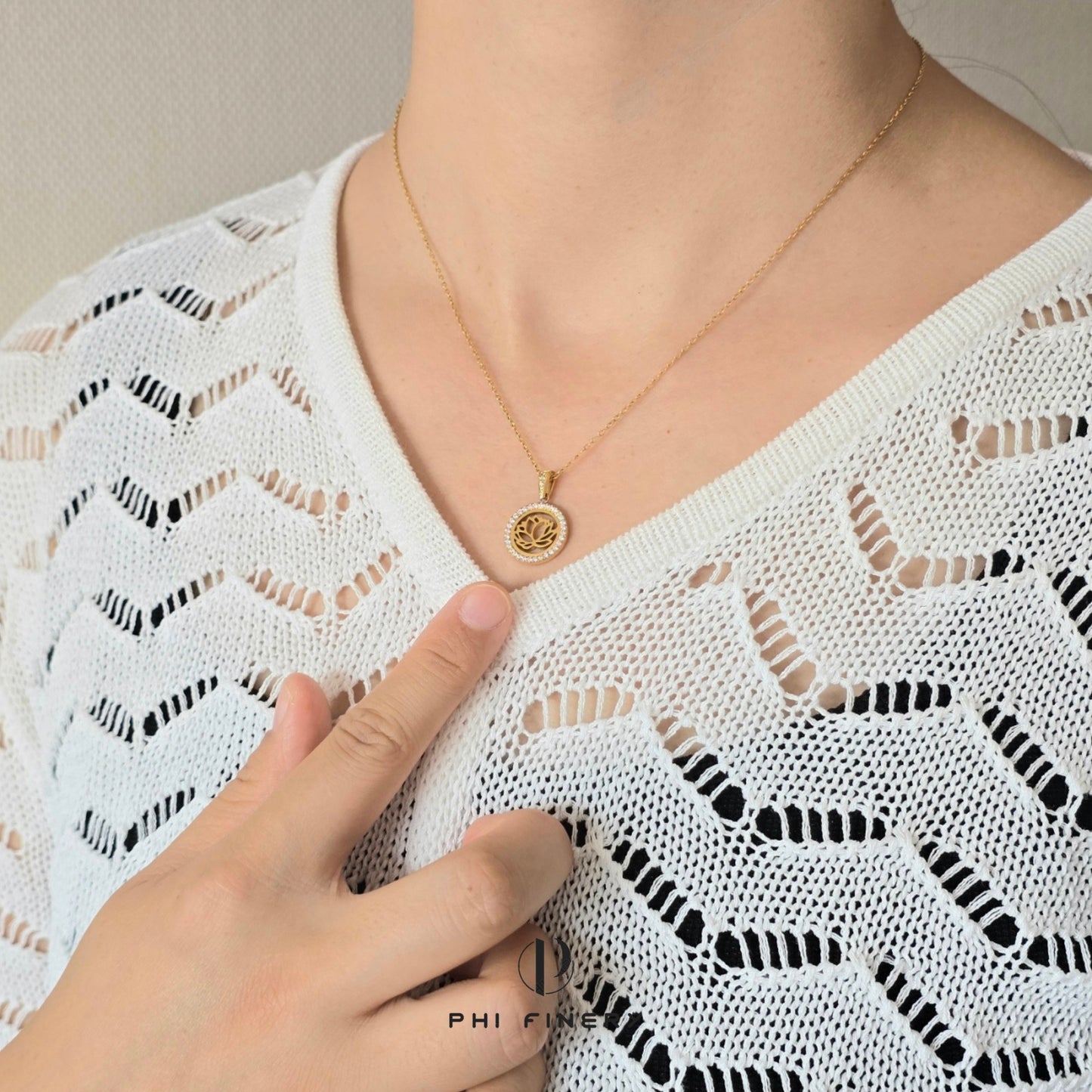 Pristine Lotus Halo Necklace